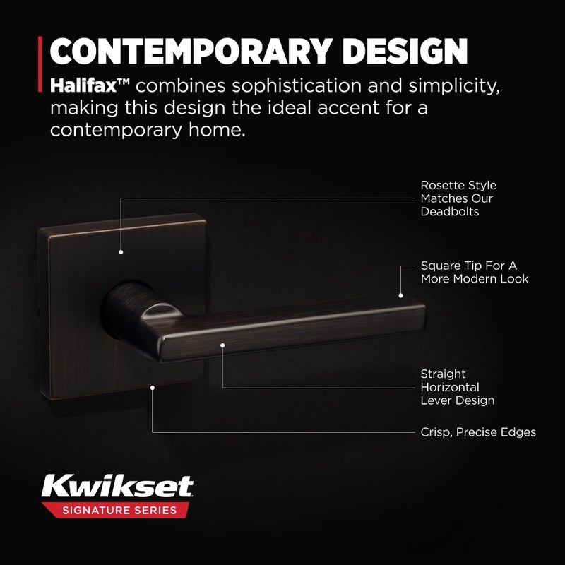 Kwikset Halifax Interior Passage Door Handle  Lever For Closet and Hallway Doors  Reversible Non-Locking Handle Lever  Venetian Bronze  with Microban Protection - Image 3